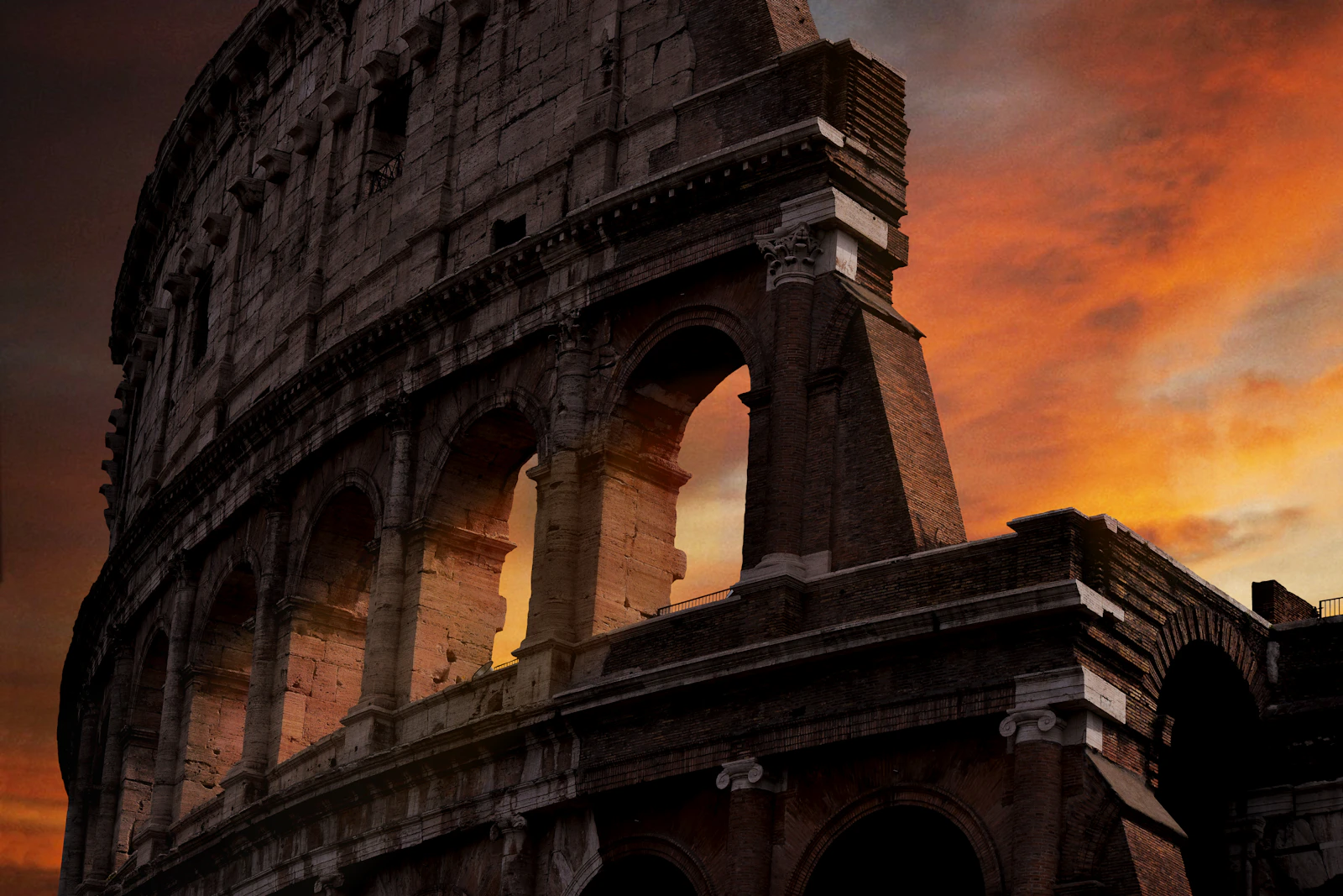 The Colosseum in Rome illuminated at golden hour