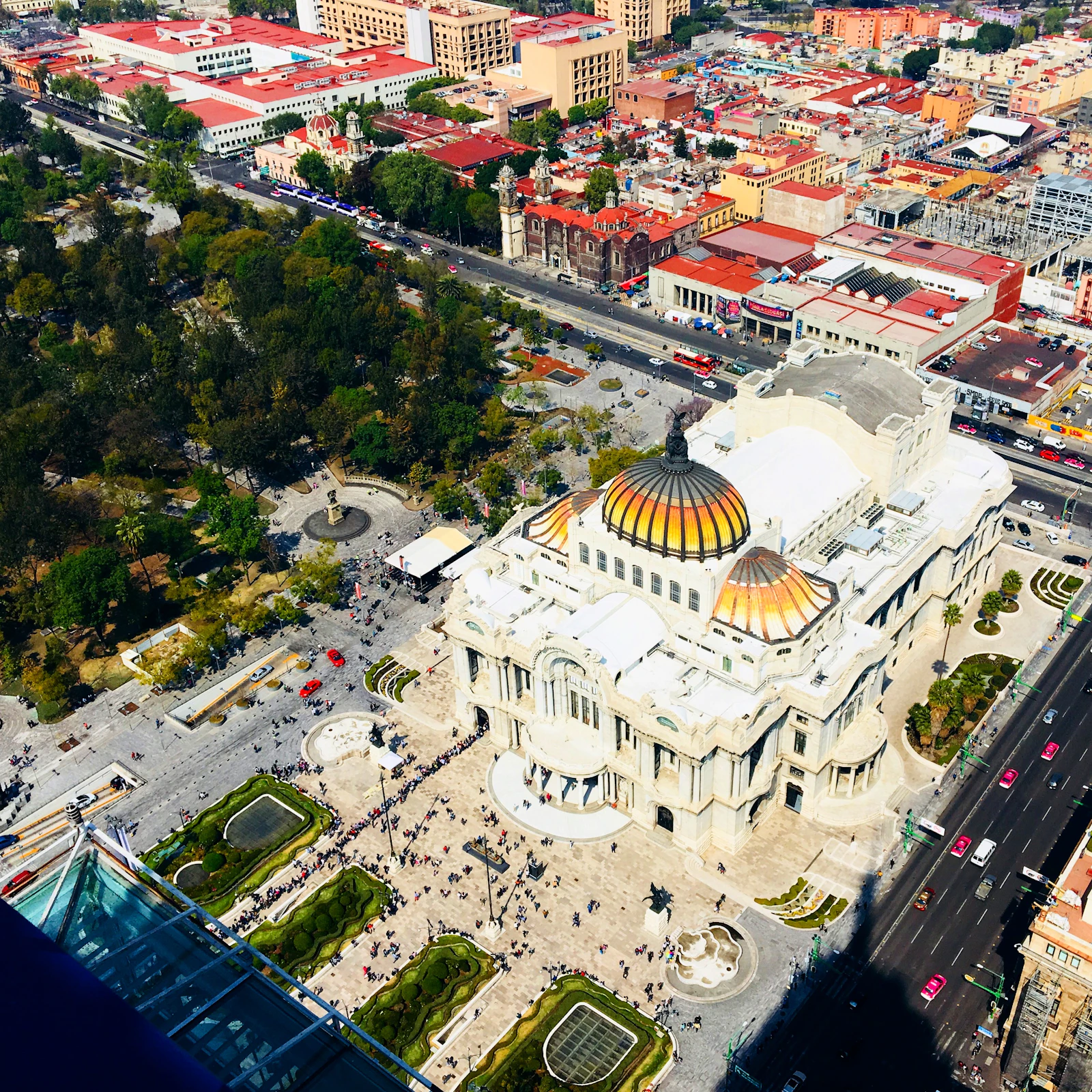Aerial view of the Palacio de Bellas Artes in Mexico City