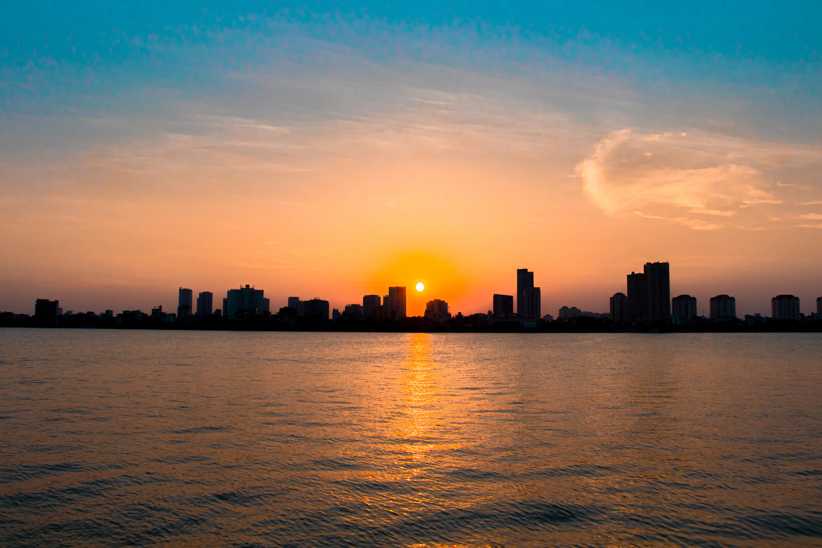 Sunset at West Lake in Hanoi