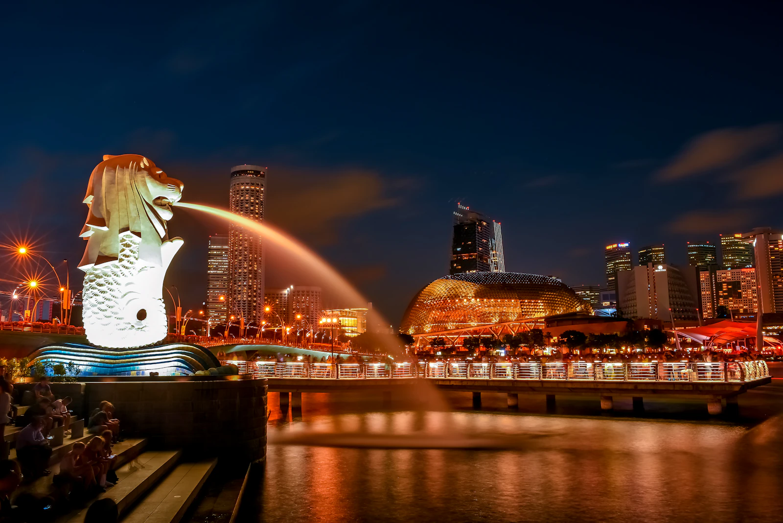 Singapore city skyline at night